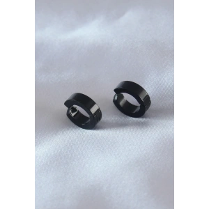 BFS Çelik Siyah Renk Sıkıştırmalı Erkek Küpe