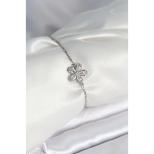 BFS Çiçek Model Asansörlü Gümüş Renk Kadın Bileklik