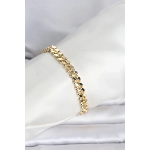 Mey İthalat® CM 14K Gold Renk Ezme Kalın Zincir Model Kadın Bileklik