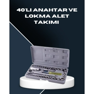 Mey İthalat® Dayanıklı Karbon Çelik 40 Parça Lokma ve Cırcır Anahtar Seti
