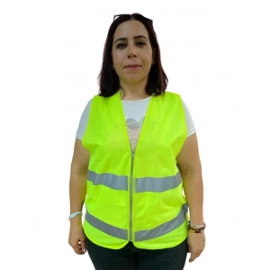 BFS Fermuarlı Sarı İkaz Yeleği XL Beden 59 cm