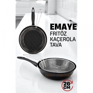 BFS  Fritözlü Emaye Kızartma Tavası- Kızartma Kaçerola Multi Kullanım  26 CM