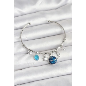 BFS Gezegen Charmlı Gümüş Renk Pirinç Kadın Bileklik