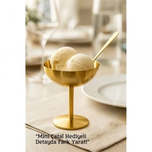 BFS  Gold Inox Çelik Ayaklı Dondurma ve Sunum Kasesi – Tatlı, Lokum ve Sunum Kabı