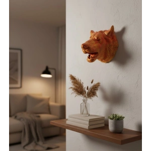 BFS Gold Renk 3D Kurt Başı Duvar Dekoru