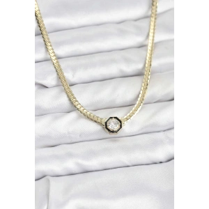 BFS Gold Renk Pirinç Zirkon Taşlı Kadın Kolye