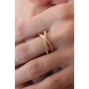 BFS Gold Renk Zirkon Taşlı Kadın Yüzük