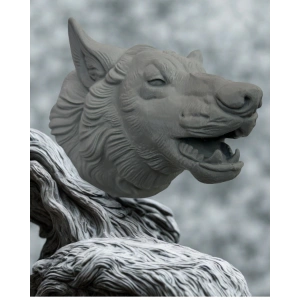 BFS Gri Kurt Başı Figürü Duvar Tipi Dekoratif Heykel Hediyelik
