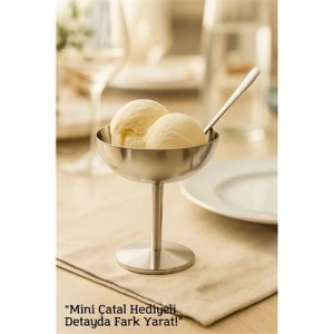 BFS  Gümüş Inox Çelik Ayaklı Dondurma ve Sunum Kasesi – Tatlı, Lokum ve Sunum Kabı