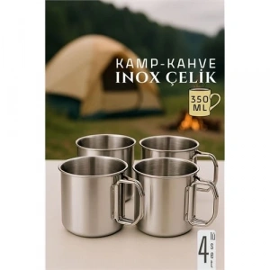 BFS  Inox Çelik Kamp Kupası - Kamp Bardağı 350 ml 4 LÜ SET