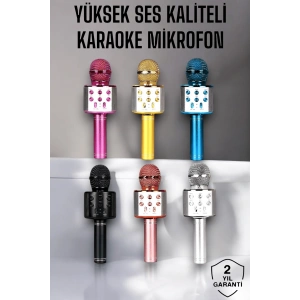 BFS Kablosuz Bluetooth Karaoke Mikrofon USB ve AUX Girişli, Yüksek Ses Kalitesi