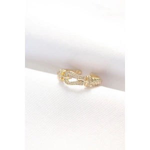 BFS Kemer Tokası Tasarımlı Gold Renk Zirkon Taşlı Ayarlanabilir Yüzük