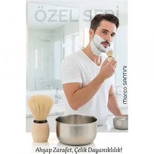 BFS Klasik Tıraş Seti – Ahşap Saplı Fırça & 304 Paslanmaz Çelik Tıraş Tası