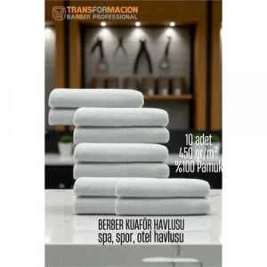 BFS  Kuaför Berber Havlusu 10 ADET Pamuk Berber Havlusu 50x90 Beyaz