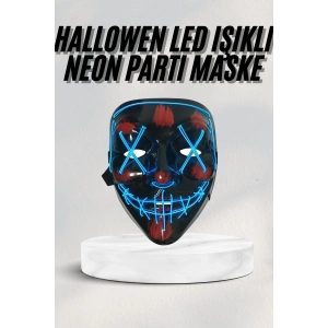 BFS Led Işıklı Neon Maske Cadılar Bayramı Maskesi Korkunç Korku Maskesi