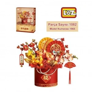 BFS  LZ-1965 KIRMIZI EBEDİ ÇİÇEK SANAT KOVASI 1082 PARÇA BLOCK OYUNCAK