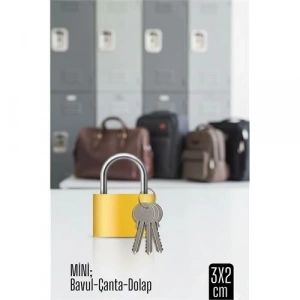 BFS Mini 20mm Bavul ve Çanta Asma Kilidi – 3 Anahtarlı, Dolap ve Seyahat İçin Güvenli