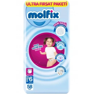 BFS   Molfix Külot Bez Ultra Fırsat Paketi 6 Beden 15+ Kg 58 Adet