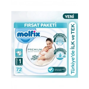 BFS   Molfix Premium Bebek Bezi Fırsat Paketi 1 Beden 2-5 Kg 72 Adet