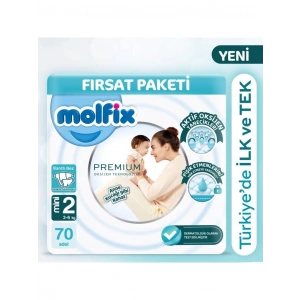 BFS   Molfix Premium Bebek Bezi Fırsat Paketi 2 Beden 3-6 Kg 70 Adet