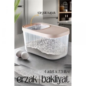 BFS  MultiBox Erzak Bakliyat Kutusu Sürgülü Kapak 7.5 Litre 4 ADET