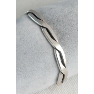 BFS Otantik Gümüş Renk Motif İşleme Plaka Erkek Bileklik