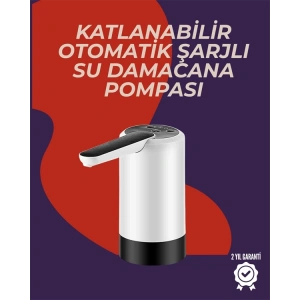 BFS Otomatik Damacana Su Pompası | 40-80 Saniye Zaman Ayarlı | %90 Açılabilir Hijyenik Tasarım | Şarjlı ve Portatif