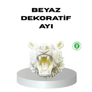 BFS Özel Tasarım Beyaz Ayı Duvar Aksesuarı 3D Dekoratif Heykel 25x19 cm