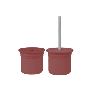 BFS     Pipetli Silikon Bardak Seti Velvet Rose / Powder Grey