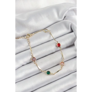 BFS Pirinç Asorti Model Gold Renk Zirkon Taşlı Kadın Bileklik