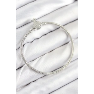 BFS Pirinç Charm Zirkon Taşlı Taç Model Gümüş Renk Kadın Bileklik