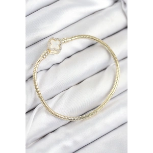 BFS Pirinç Charm Zirkon Taşlı Yonca Model Gold Renk Kadın Bileklik