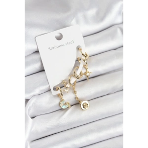 BFS Pirinç Gold Renk Ay Model Kadın Set Küpe