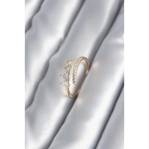 BFS Pirinç Gold Renk Kalp Zirkon Taş Detay Kadın Yüzük