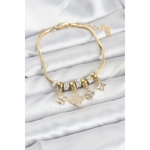 BFS Pirinç Gold Renk Yonca Model Kadın Bileklik