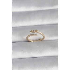 BFS Pirinç Gold Renk Zirkon Taş Detay Kalp Model Kadın Yüzük