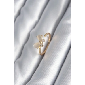 BFS Pirinç Gold Renk Zirkon Taş Detay Kelebek Model Kadın Yüzük