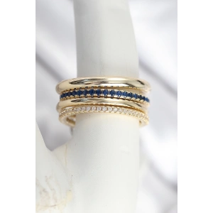 BFS Pirinç Gold Renk Zirkon Taşlı 4Lü Kadın Yüzük