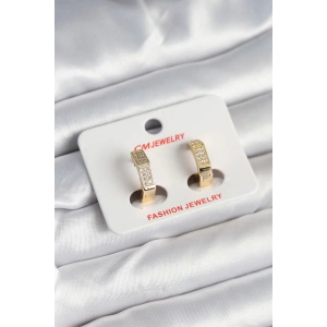 BFS Pirinç Gold Renk Zirkon Taşlı Altıgen Kadın Küpe