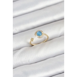 BFS Pirinç Gold Renk Zirkon Taşlı Ay Yıldız Kadın Yüzük