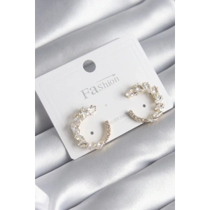 BFS Pirinç Gold Renk Zirkon Taşlı Kadın Küpe