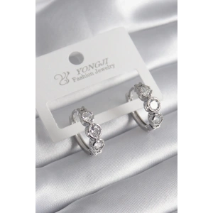 BFS Pirinç Gold Renk Zirkon Taşlı Kalp Detay Kadın Küpe