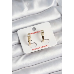 BFS Pirinç Gold Renk Zirkon Taşlı Vintage Kadın Küpe