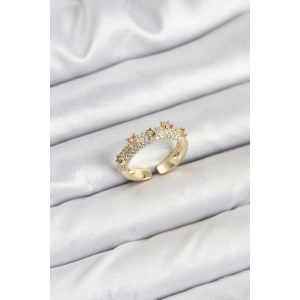 BFS Pirinç Gold Renk Zirkon Taşlı Vintage Kadın Yüzük