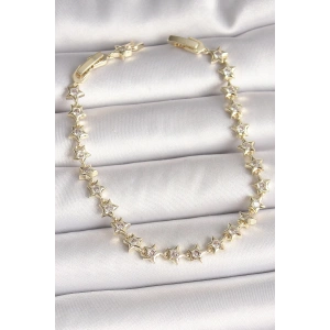 BFS Pirinç Gold Renk Zirkon Taşlı Yıldız Model VIP Seri Kadın Bileklik