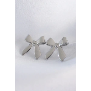 BFS Pirinç Gümüş Renk Düz Plaka Fiyonk Küpe