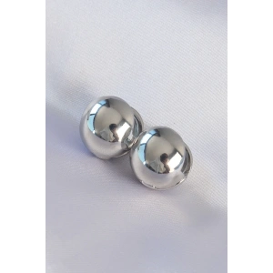 BFS Pirinç Gümüş Renk İçi Boş Minimal Topçuk Küpe