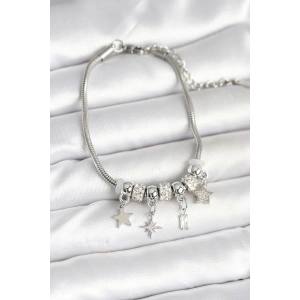 BFS Pirinç Gümüş Renk Kutup Yıldızı Charmlı Kadın Bileklik