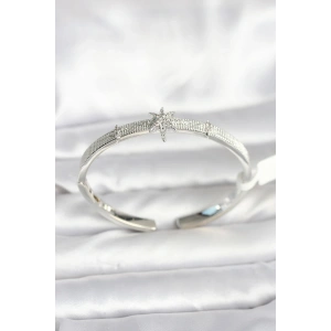 BFS Pirinç Gümüş Renk Kutup Yıldızı Model Kadın Kelepçe Bileklik