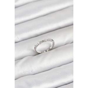 BFS Pirinç Gümüş Renk Lazer Kesim Kadın Yüzük